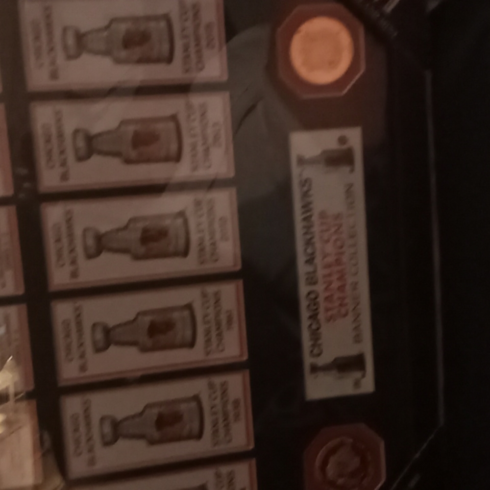 Chicago Blackhawks banner collection with 2 coins